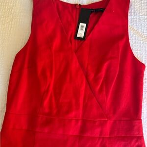 Midi red linen blend with front slit BR dress size 4